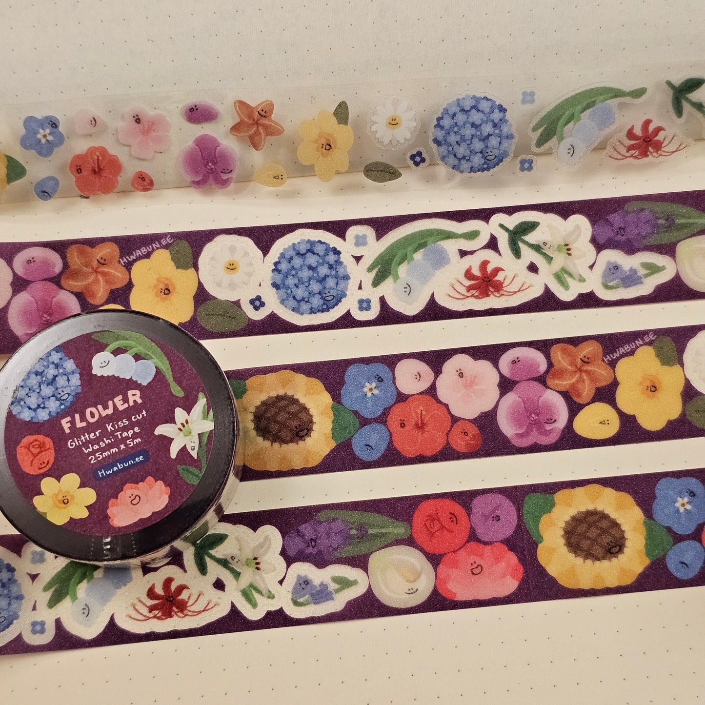 Flower Kiss-Cut Glitter Tape