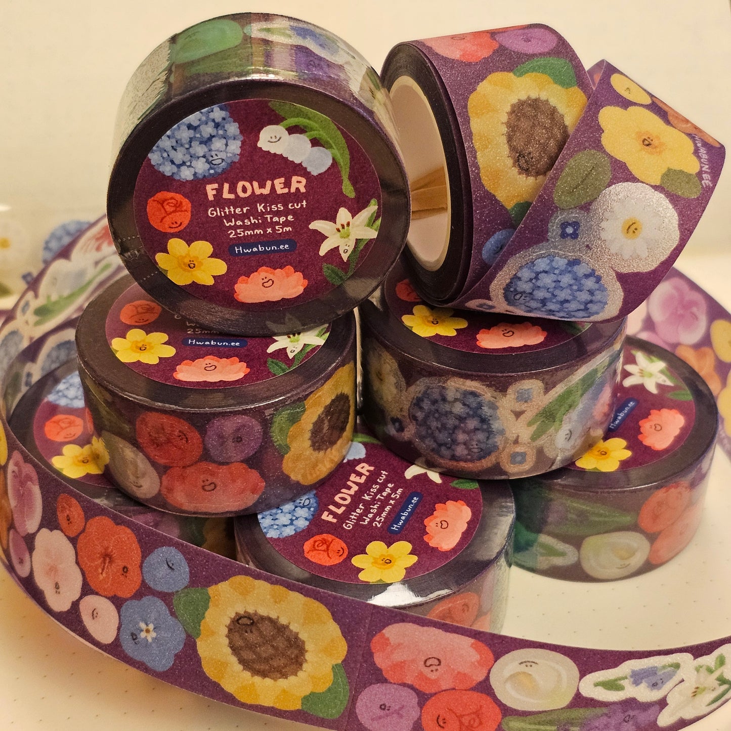 Flower Kiss-Cut Glitter Tape