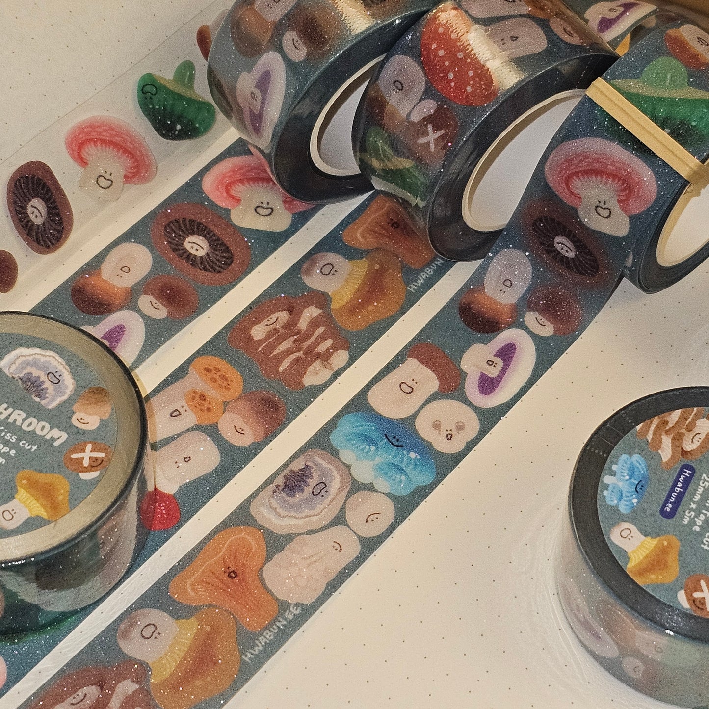 Mushroom Kiss-Cut Glitter Tape